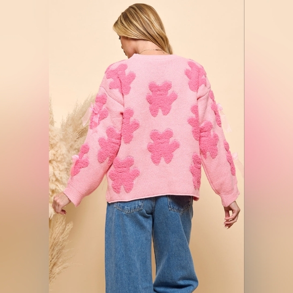 Pink Floral Valentine's Day Women's Sweater - Picture 10 of 10